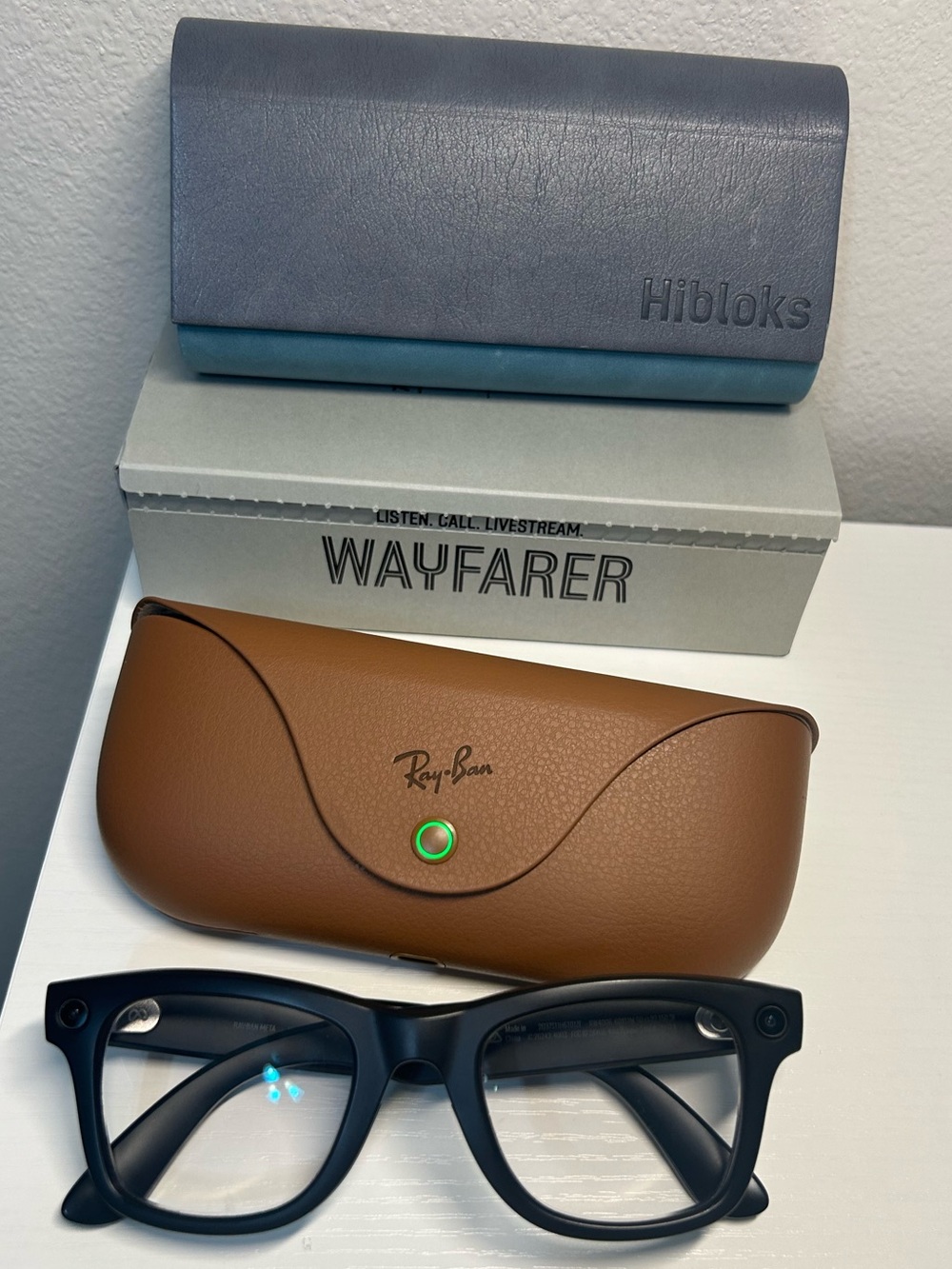 Ray-Ban Meta Wayfarer Smrt Glasses Black + Prescription Lenses+leather case acce